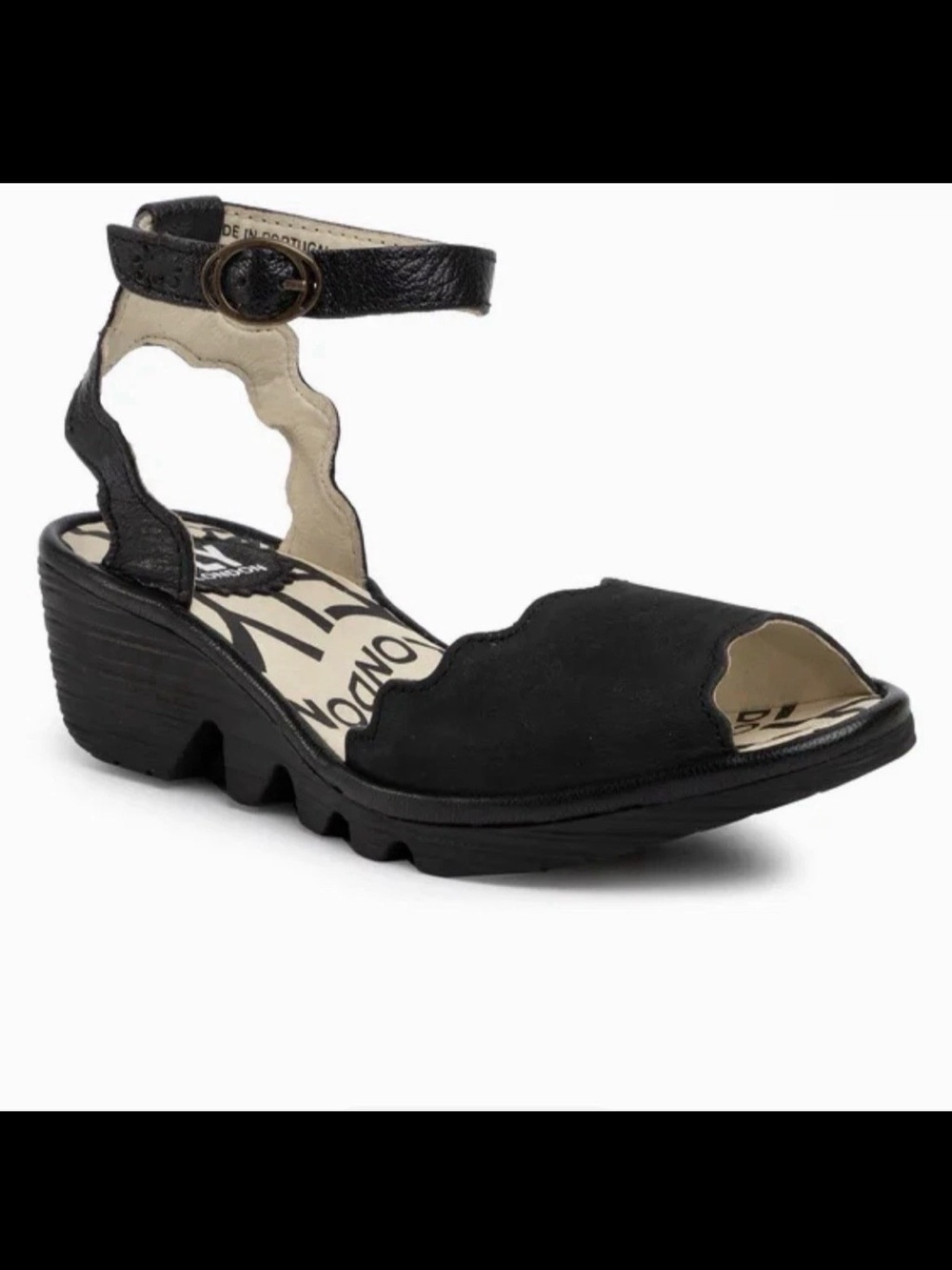 Fly London Pine Scalloped Wedge Sandal